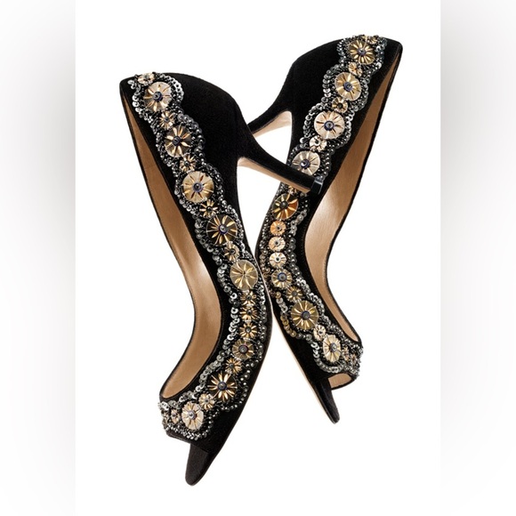 💎Oscar de la Renta Suede Heels with Embellishments - Women's Size 38💎 - Picture 1 of 16